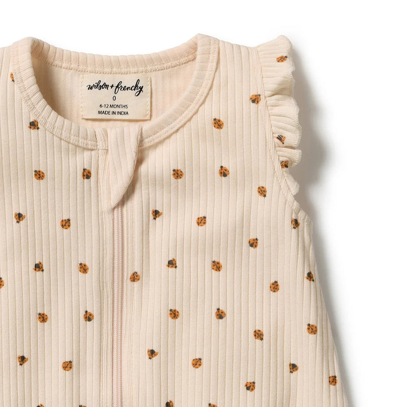 Wilson & Frenchy Little Lady Bugs Organic Ruffle Zipsuit