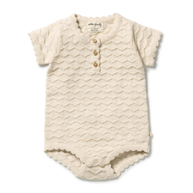 Wilson & Frenchy Milk Cloud Organic Knitted Chevron Bodysuit Whispering Willows