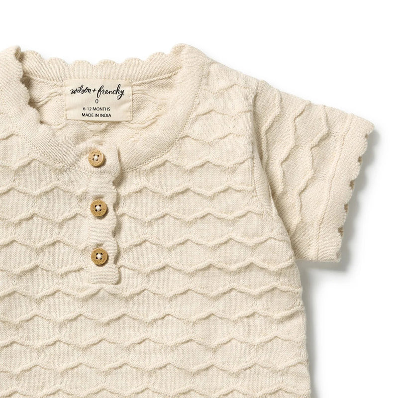 Wilson & Frenchy Milk Cloud Organic Knitted Chevron Bodysuit Whispering Willows