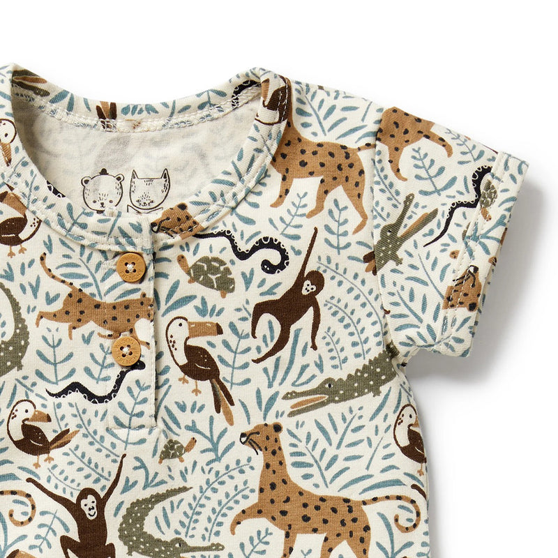 Wilson & Frenchy Mini Jungle Organic Henley Bodysuit