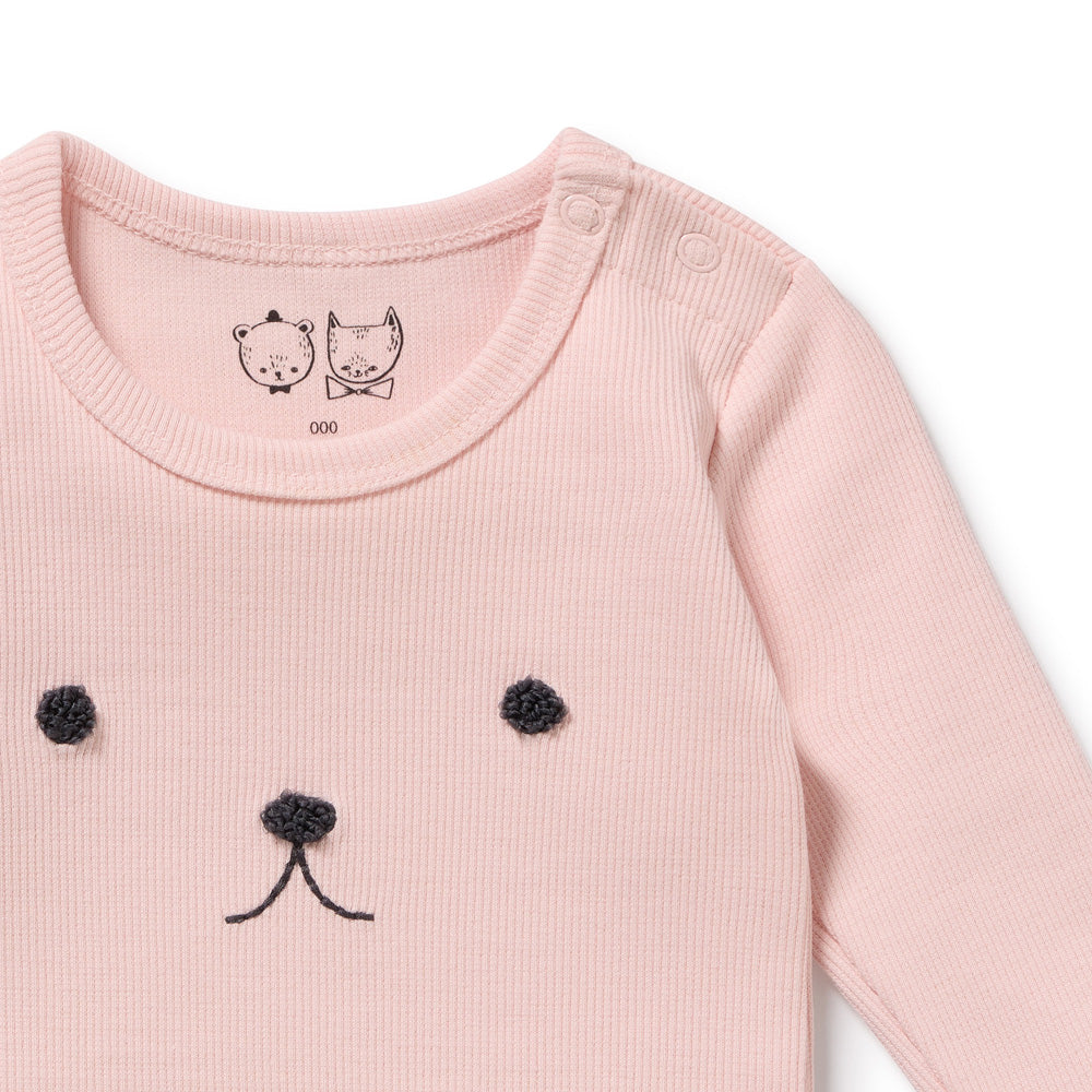 Wilson & Frenchy Strawberry Cream Organic Rib Long Sleeved Bodysuit