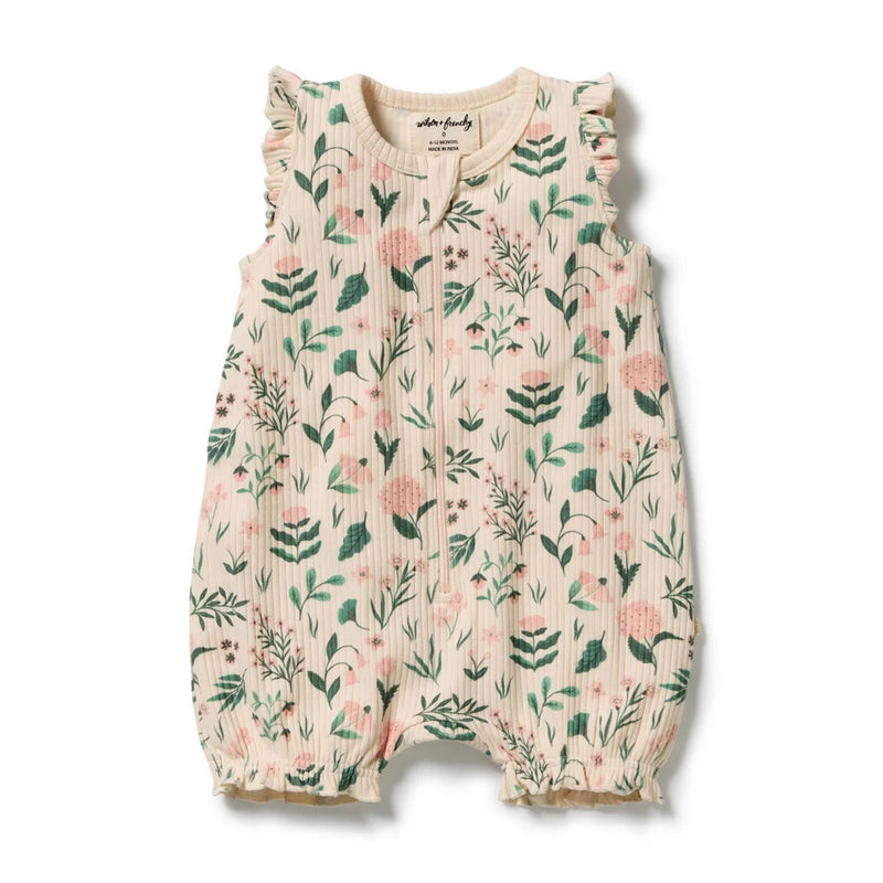 Wilson & Frenchy Sweet Bloom Organic Ruffle Zipsuit