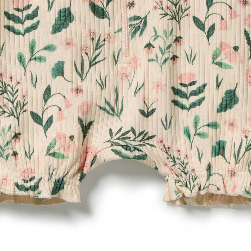 Wilson & Frenchy Sweet Bloom Organic Ruffle Zipsuit
