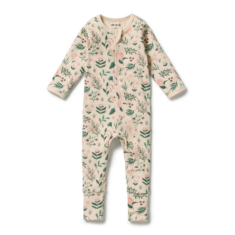 Wilson & Frenchy Sweet Bloom Organic Zipsuit with Feet