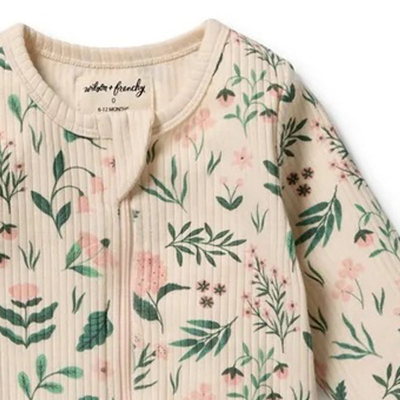 Wilson & Frenchy Sweet Bloom Organic Zipsuit with Feet