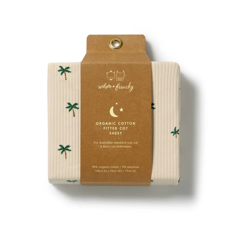 Wilson & Frenchy Tiny Palm Organic Cot Sheet Make Every Day Count