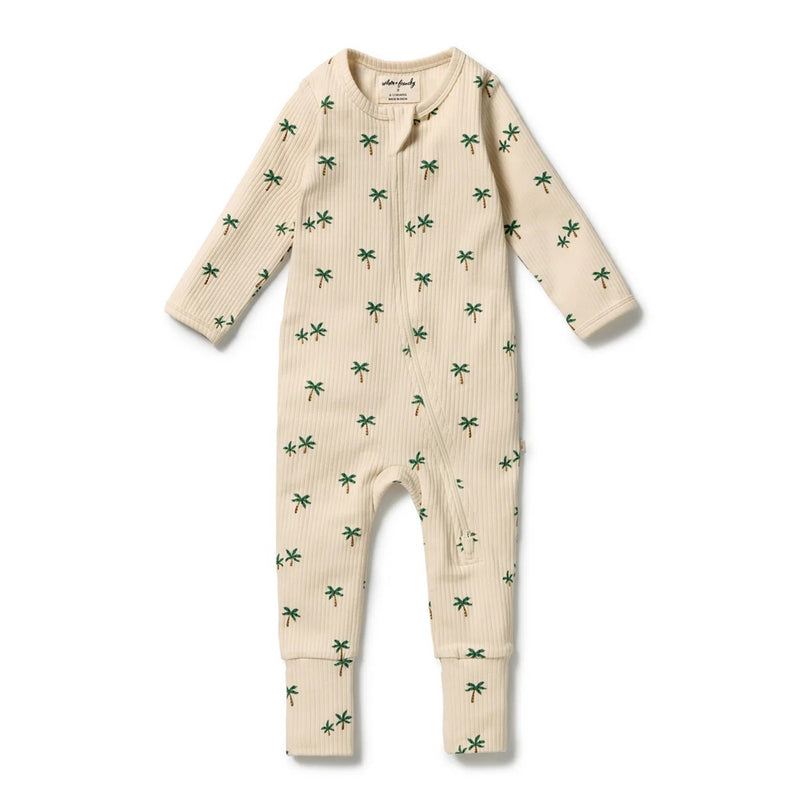 Wilson & Frenchy Tiny Palm Organic Zipsuit with Feet Make Every Day Count