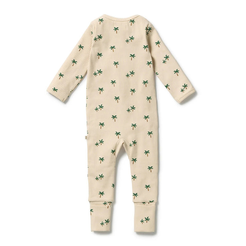 Wilson & Frenchy Tiny Palm Organic Zipsuit with Feet Make Every Day Count