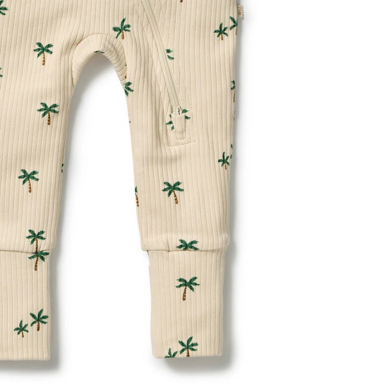 Wilson & Frenchy Tiny Palm Organic Zipsuit with Feet Make Every Day Count