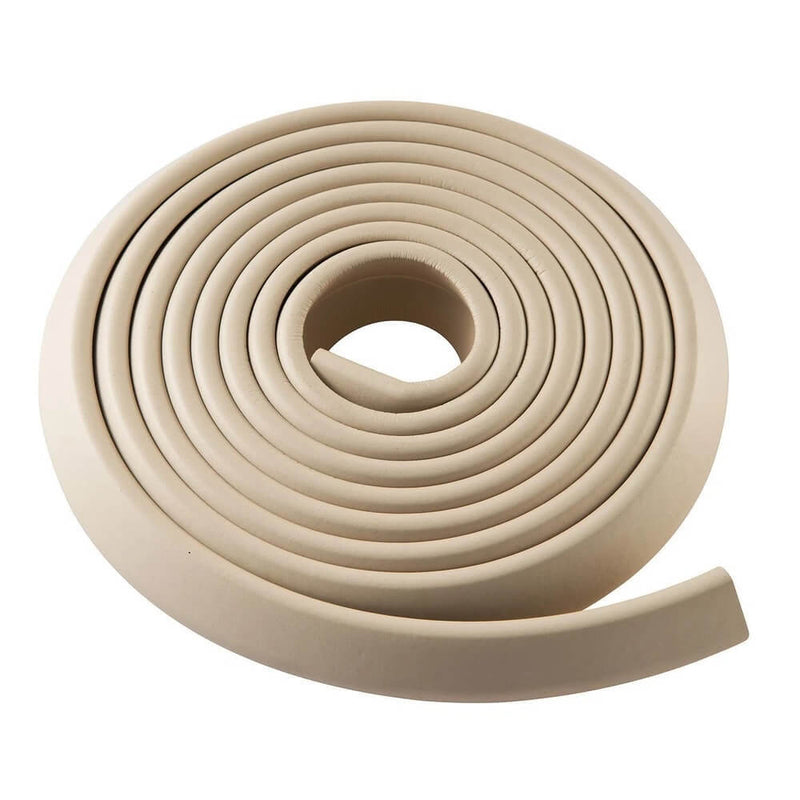 The ClevaMama Multi Purpose Edge Guard 4 Metres by Clevamama is a beige foam strip, coiled with one end extended—perfect for boosting child safety throughout your home.