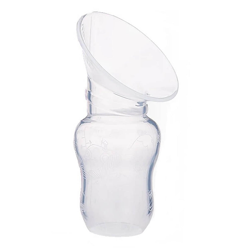 The New Beginnings Silicone Manual Breast Pump by New Beginnings features a wide, angled flange and a rounded, textured body for efficient milk collection—ideal as a travel-friendly breast pump.