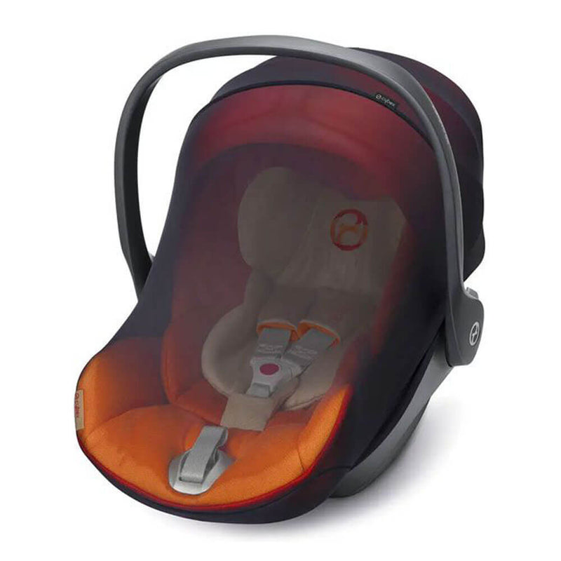 The Cybex Capsule Insect Net by Cybex is designed for infant car seats and features a black mesh canopy for effective insect protection.