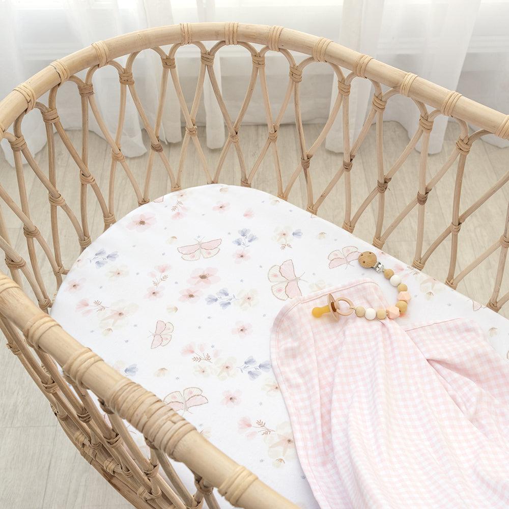 Living Textiles Butterfly Garden Bassinet Fitted Sheets 2 Pack