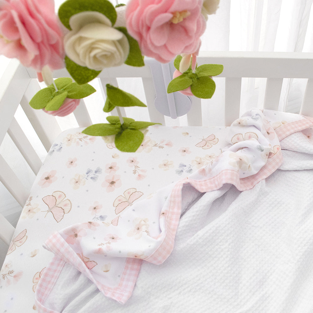 Living Textiles Butterfly Garden Cot Waffle Blanket