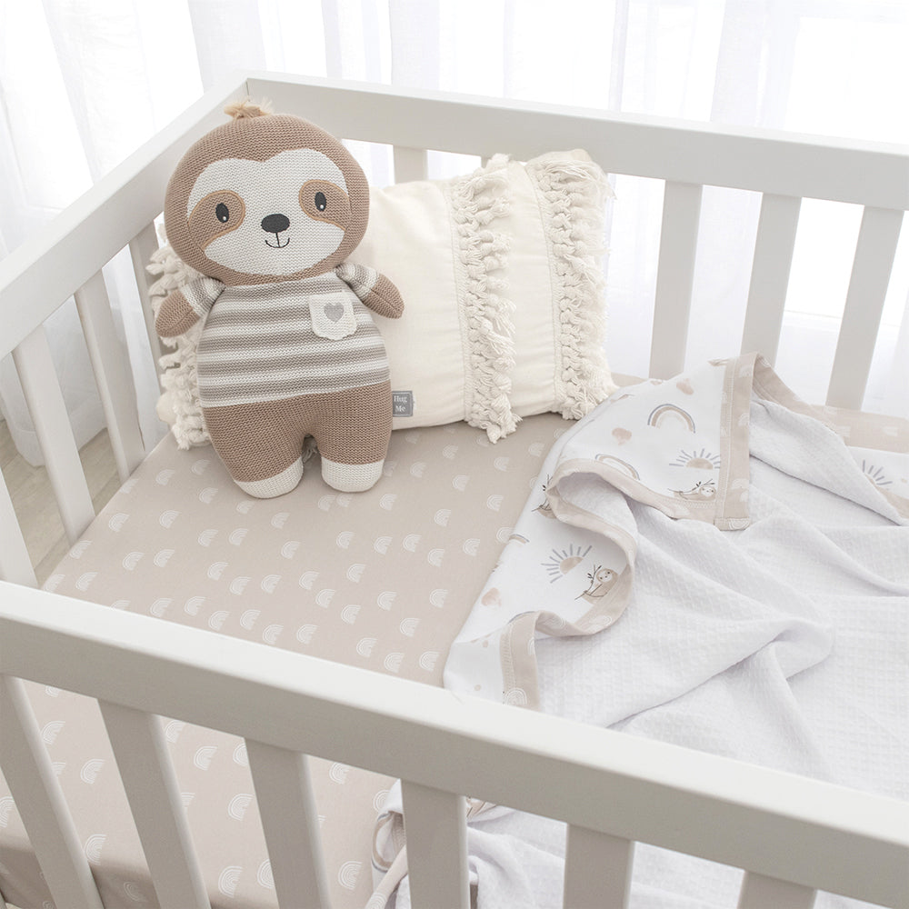 Living Textiles Happy Sloth Cot Waffle Blanket