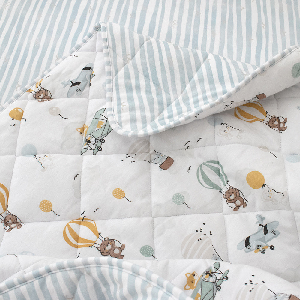 Living Textiles Up Up & Away Reversible Jersey Cot Comforter