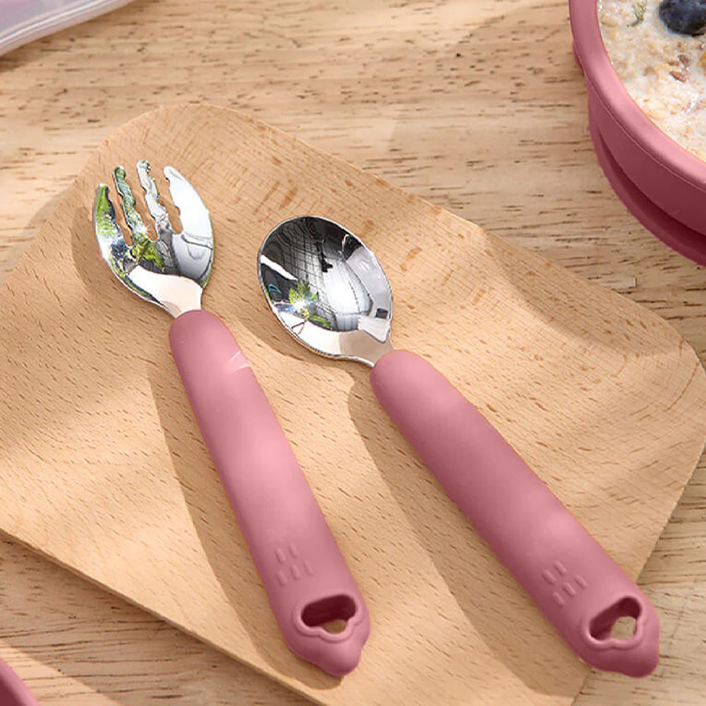 Cherub Baby Silicone & Steel Toddler Cutlery Set