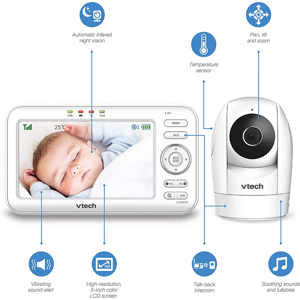 VTech BM5500 Video & Audio Baby Monitor With Motorised Pan & Tilt Camera