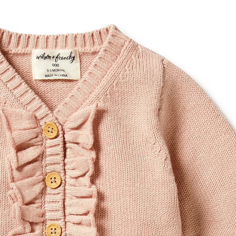 Wilson & Frenchy Knitted Ruffle Cardigan Rose