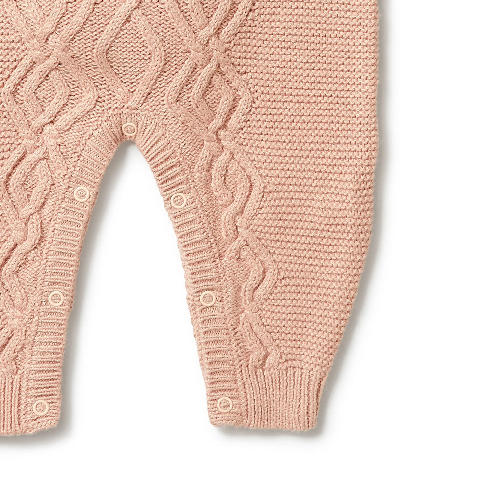 Wilson & Frenchy Knitted Cable Growsuit Rose
