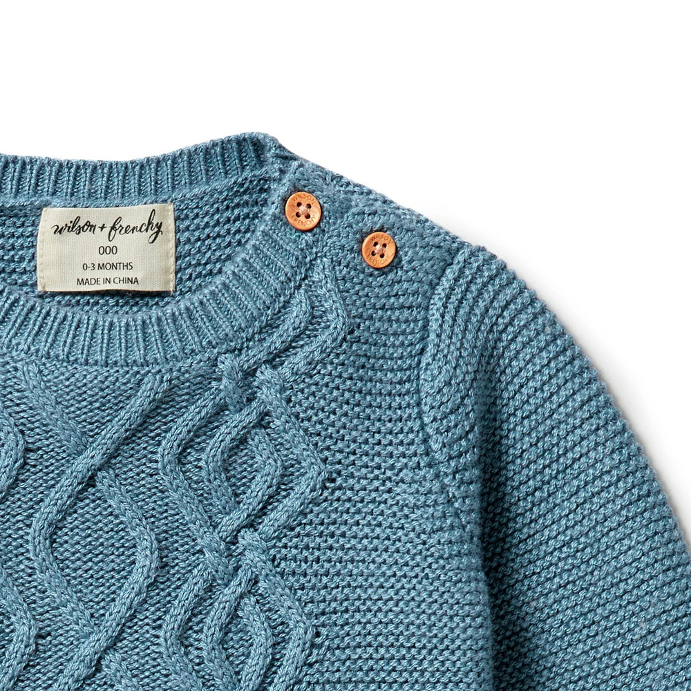 Wilson & Frenchy Knitted Cable Jumper Bluestone