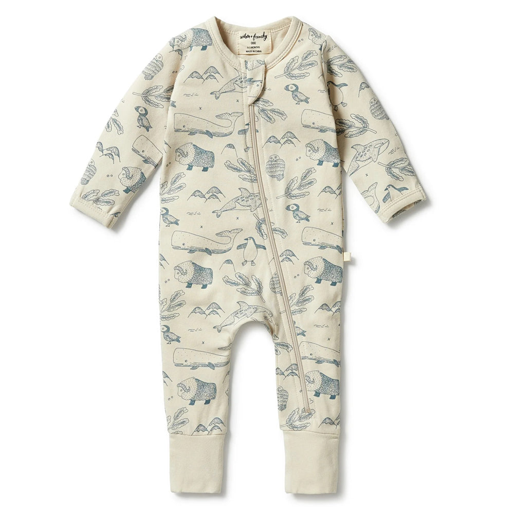 Wilson & Frenchy Organic Zipsuit with Feet Artic Blast