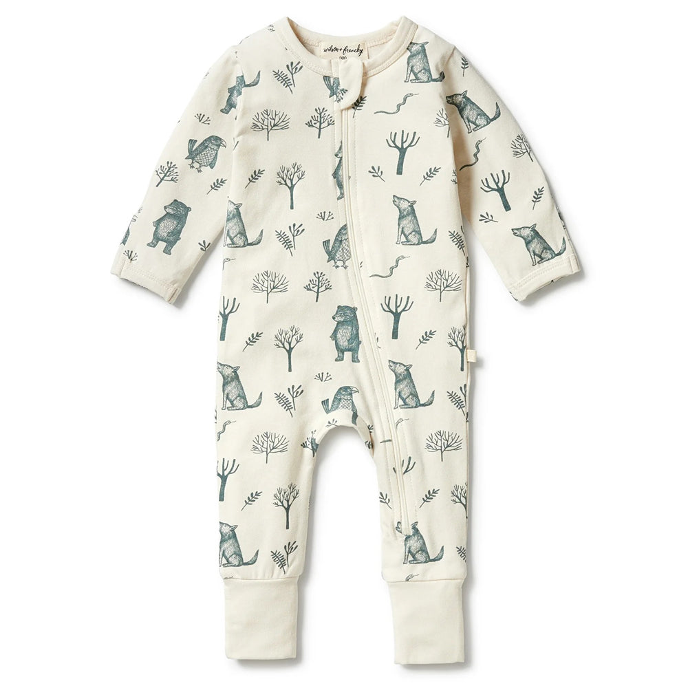 Wilson & Frenchy Organic Zipsuit with Feet The Woods