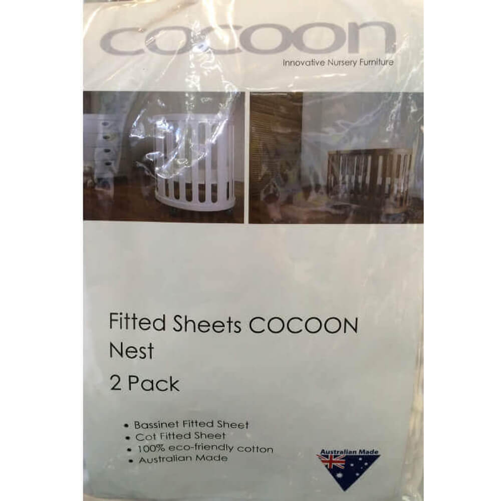 Cocoon Nest & Sprout Bassinet/Cot Fitted Sheet 2pk