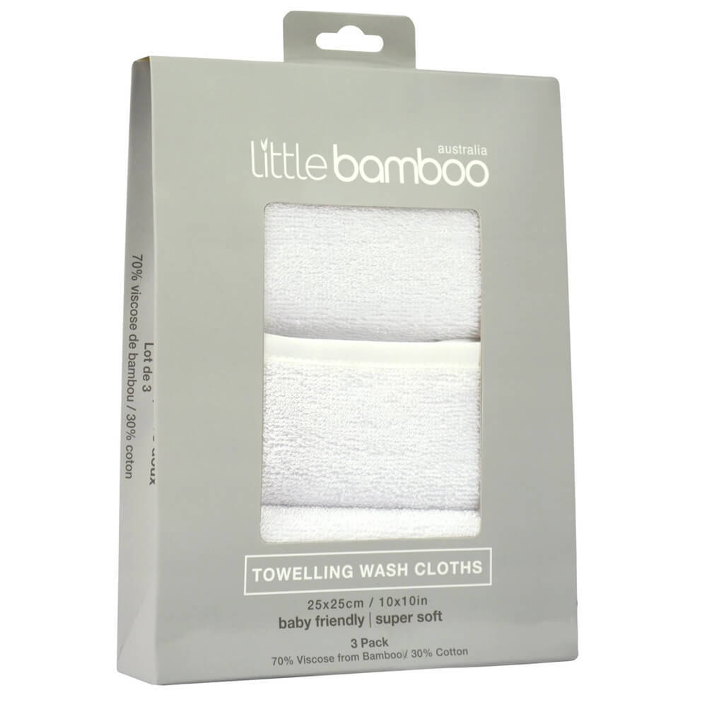 Little Bamboo Towelling Washers 3 Pack